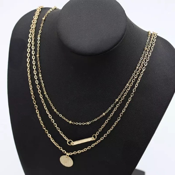 Delicate Gold Bar Layered Necklace - Picture 4 of 6
